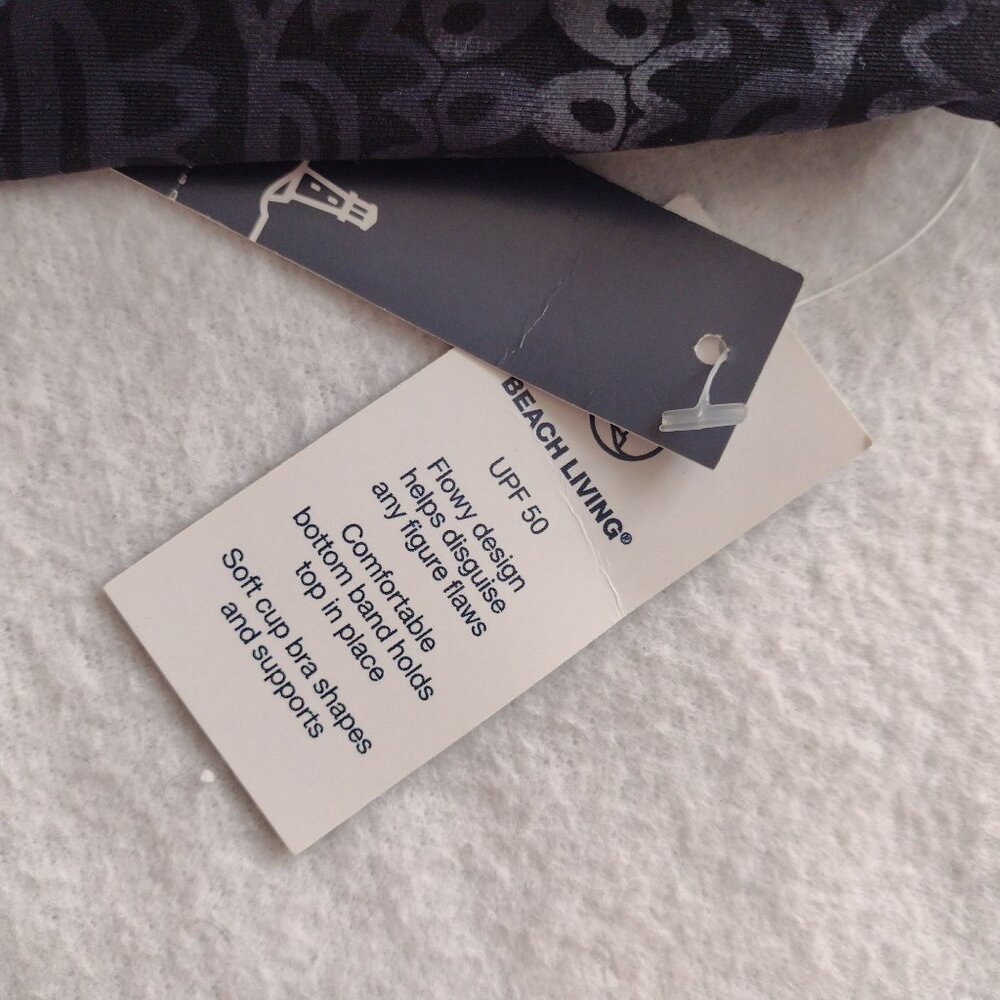 Lands End Tankini Top 12 NEW UPF 50 Relaxed Fit Gray Print Swimwear w Coverage - Picture 8 of 9